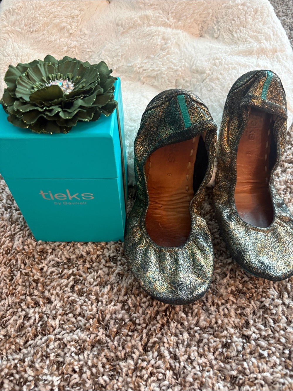 Tieks Metallic Emerald Ballet Flats